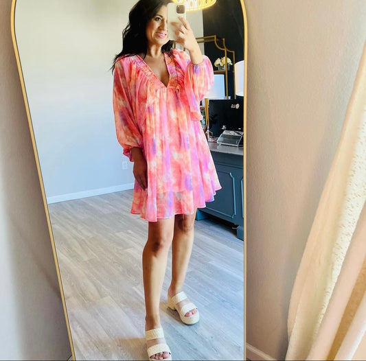 Strut & Bolt Floral Flowy Dress Women’s Size Small 4-6 Pink
