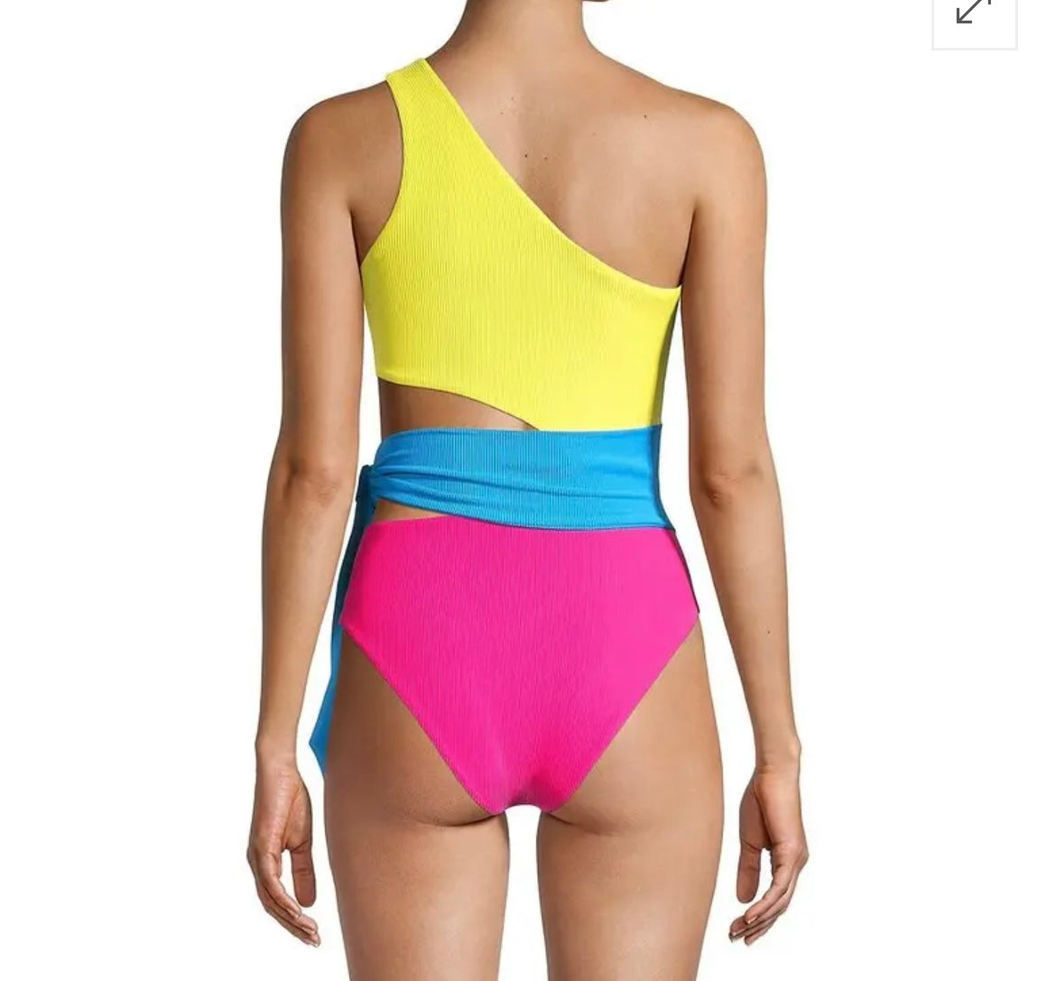 Beach Riot Carlie Colorblocked One Piece Swimsuit Women’s Size Large Retro Brights