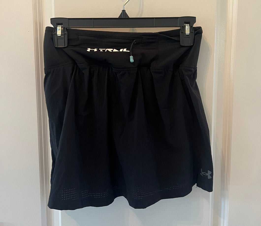 Under Armour SpeedPocket Trail Skirt w Built In Shorts Women’s Size Small Black