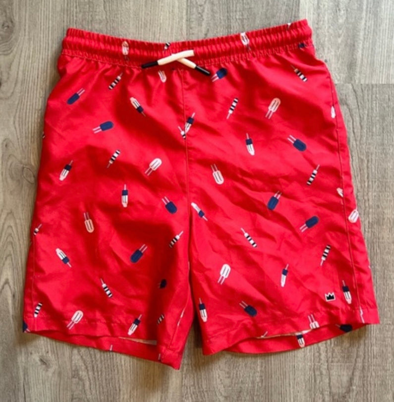 Crown & Ivy Popsicle Print Swim Trunks Boys Size Medium Red