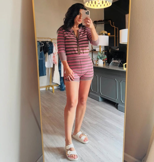 Free People Stripe Easy To Love Romper Women’s Medium NWT