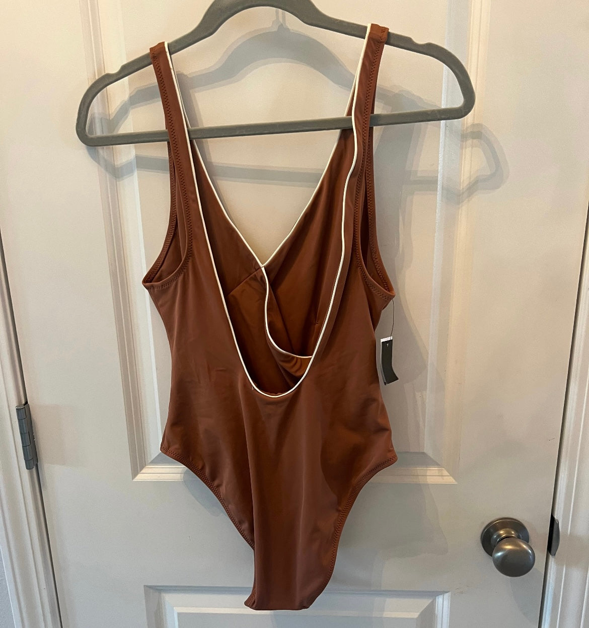 Solid & Striped Juliette Faux-Wrap One-Piece Swimsuit Women’s Size Large 12-14 Brown