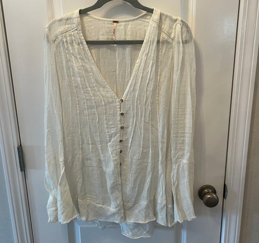 Free People Button Front Long Sleeve Shirt Women’s Size XS White