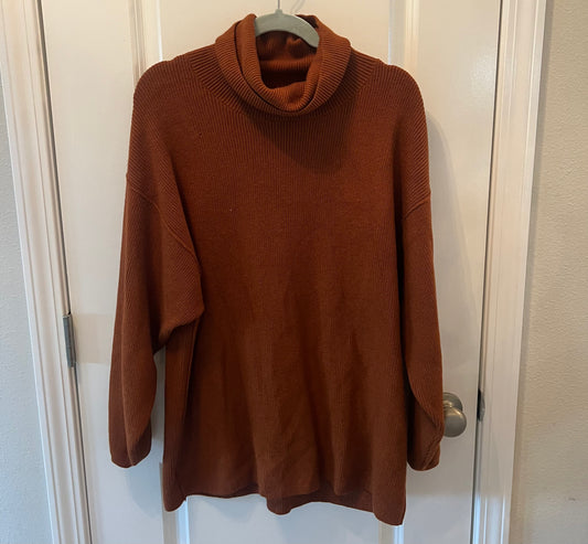 Free People Chunky Knit Sweater Cowl Neck Women’s Small Burnt Rust