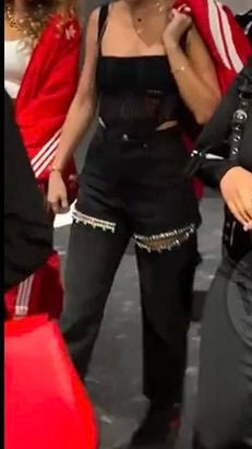 Crystal Cut Out Jeans Women’s Small Black NWT