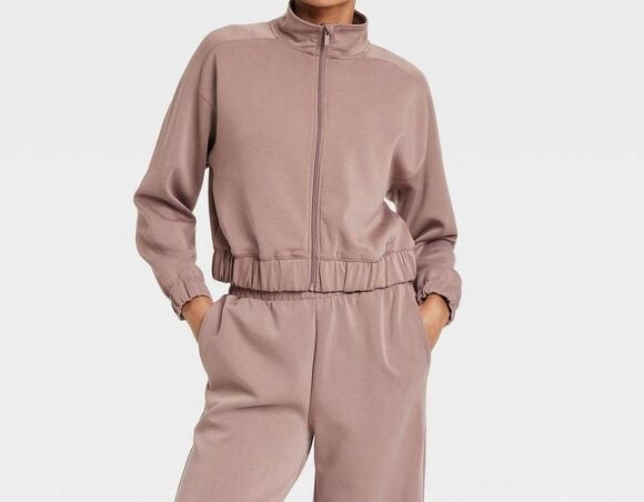 All in Motion Airy Sleek Full Zip Jacket Women’s Large Light Brown