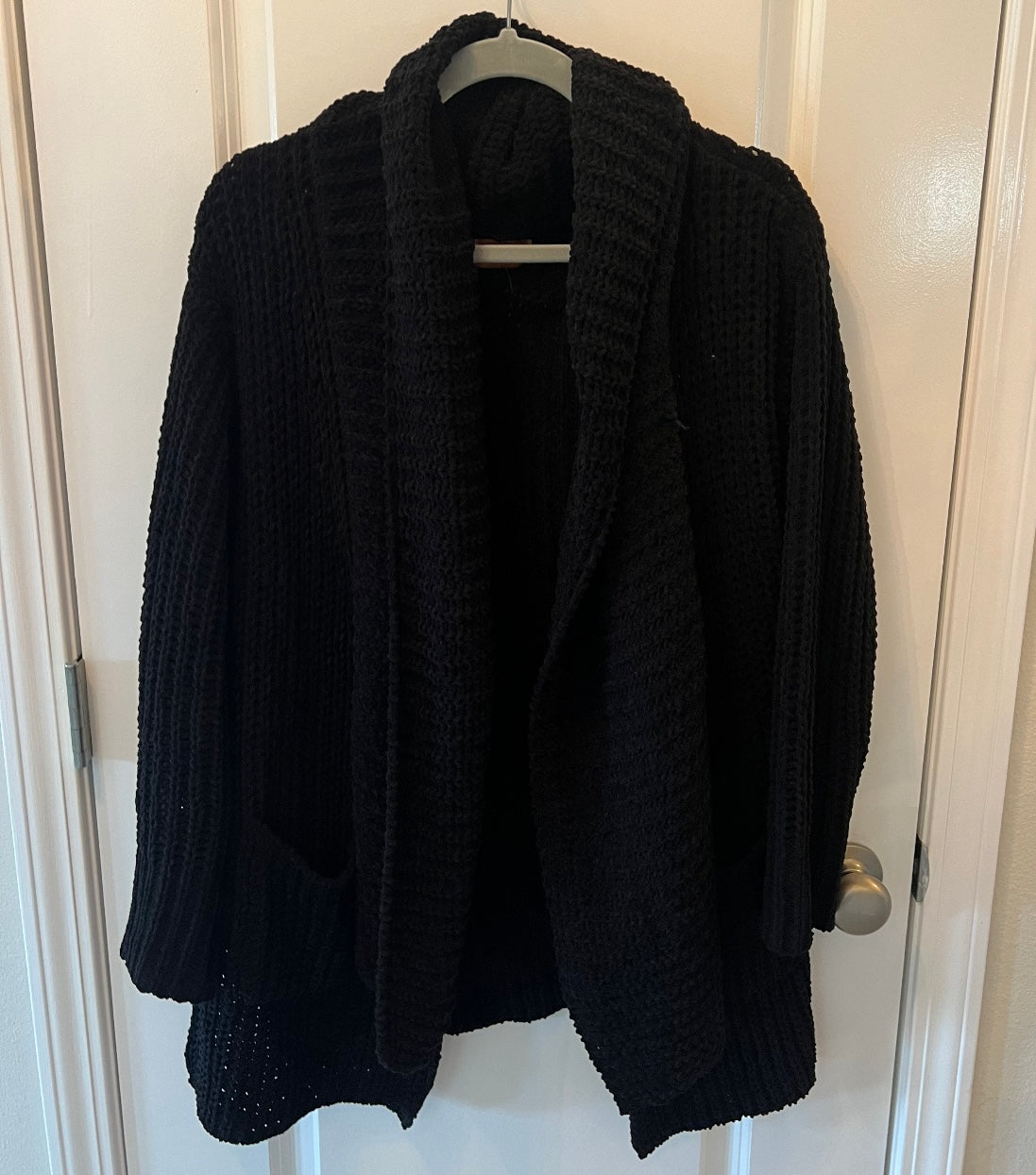 POL Heavy Knit Open Cardigan Sweater Women’s Size Medium Black