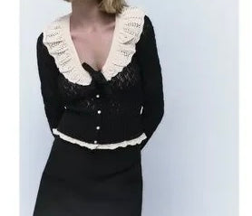 Zara Ruffle Cardigan Women’s Medium Black