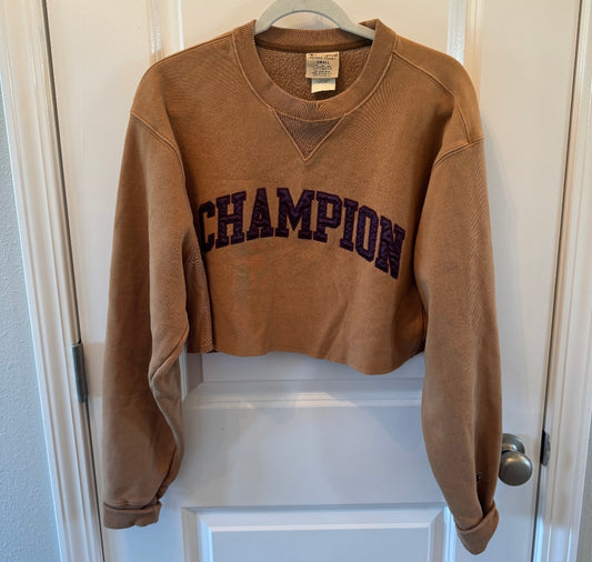 Champion Crewneck Crop Sweatshirt Women’s Size Small Tan