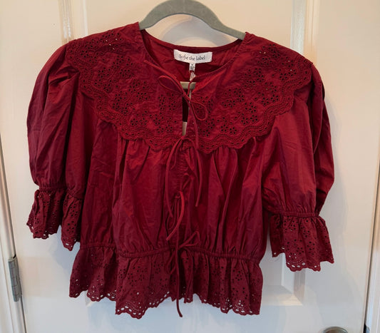 Sofia the Label Peasant Top Women’s Medium Burgundy NWT