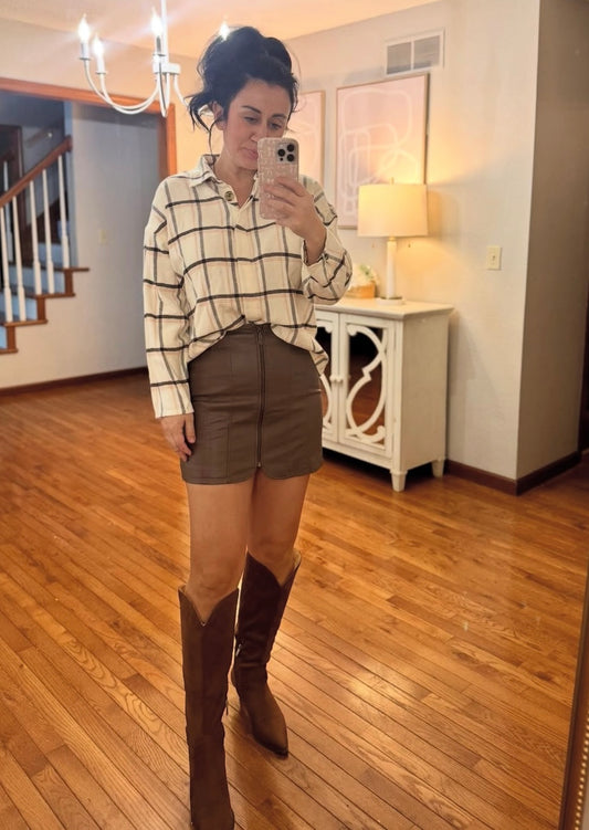 Free People Layla Faux Leather Skirt Women’s Size 2 Brown