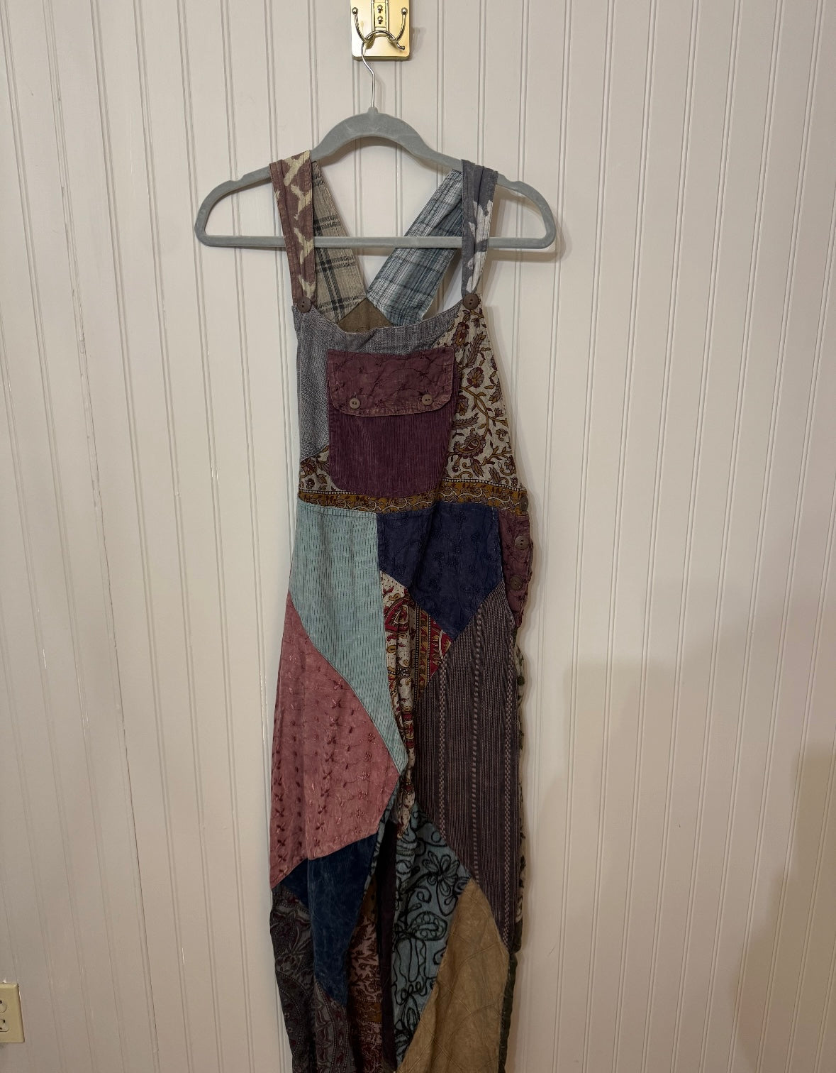 Sacred Threads Patchwork Overalls Women’s Large