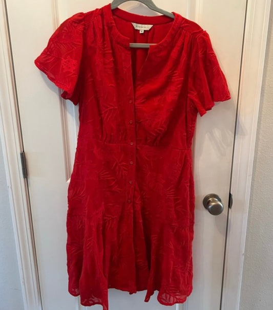 Anthropologie Ranna Gill Shirt Dress Women's Size Medium 8-10 Red