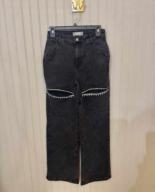 Crystal Cut Out Jeans Women’s Small Black NWT