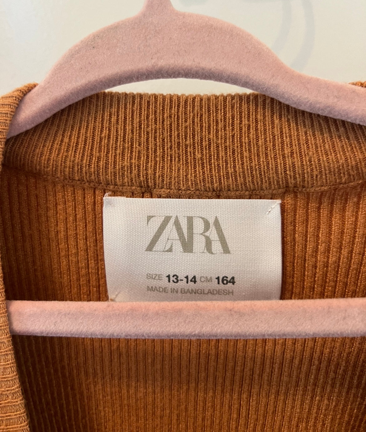 Zara Ribbed Crewneck Sweater Youth Girl’s Size 13-14 Rust Orange