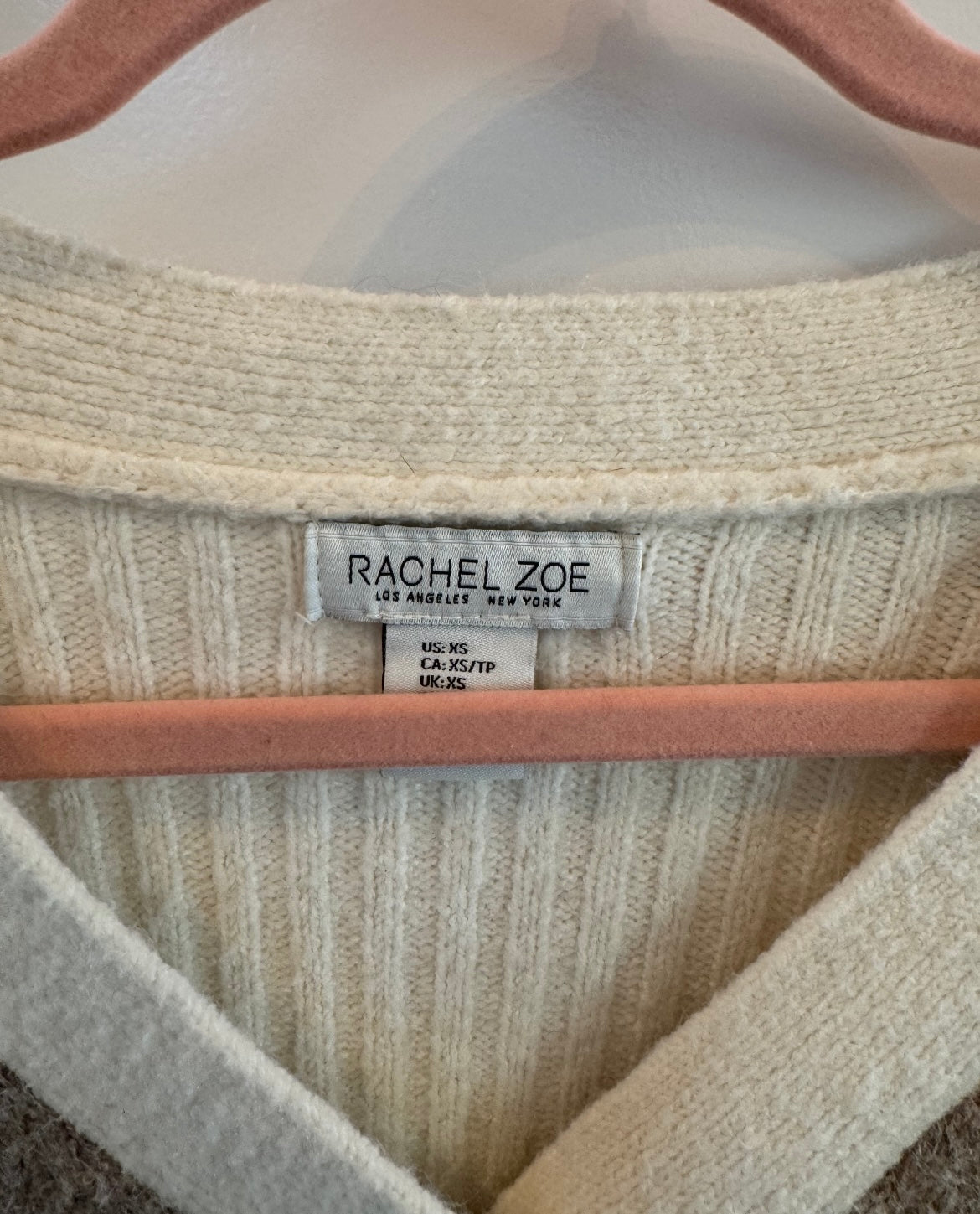 Rachel Zoe Argyle Cardigan Sweater Women’s Size XS Cream