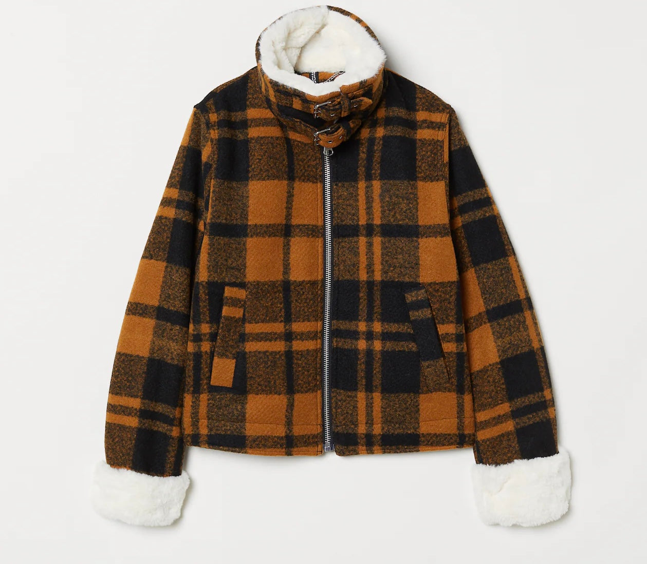 H&M Paid Jacket Faux Shearling Collar Women’s Medium