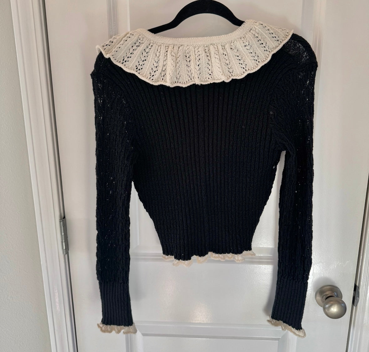 Zara Ruffle Cardigan Women’s Medium Black