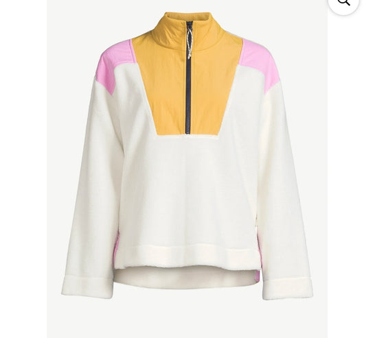 Free Assembly Half Zip Mixy Popover Women’s Large Cream