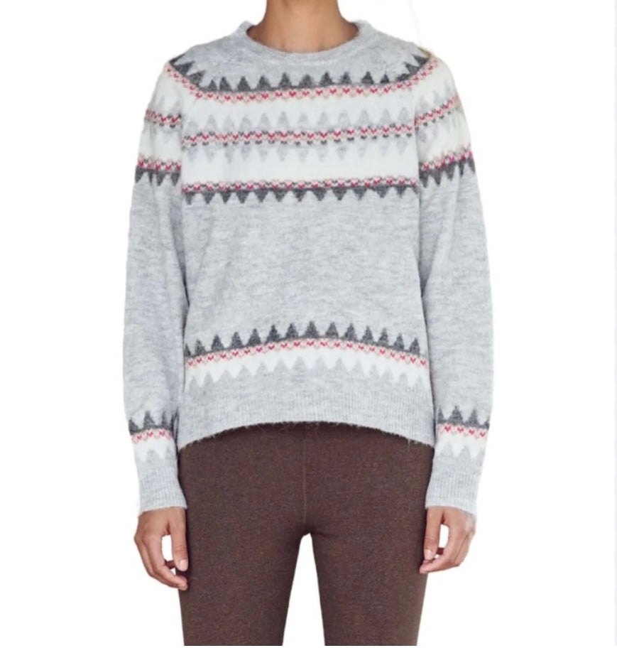 Sundry Fair Isle Raglan Sweater Women’s Size 2 Gray
