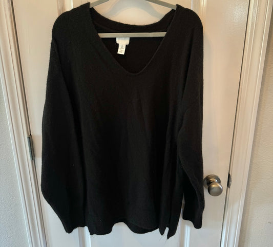 H&M VNeck Tunic Sweater Women’s Size Large Solid Black