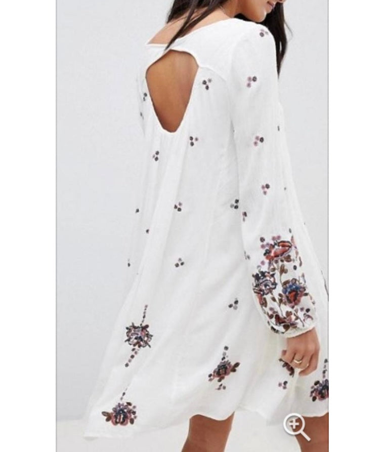 Free People Oxford Embroidered Mini Dress Women’s Size Small White