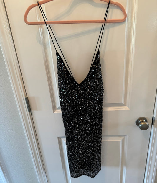 Lulus Force of Fashion Backless Sequin Mini Dress Women’s Size Large Black