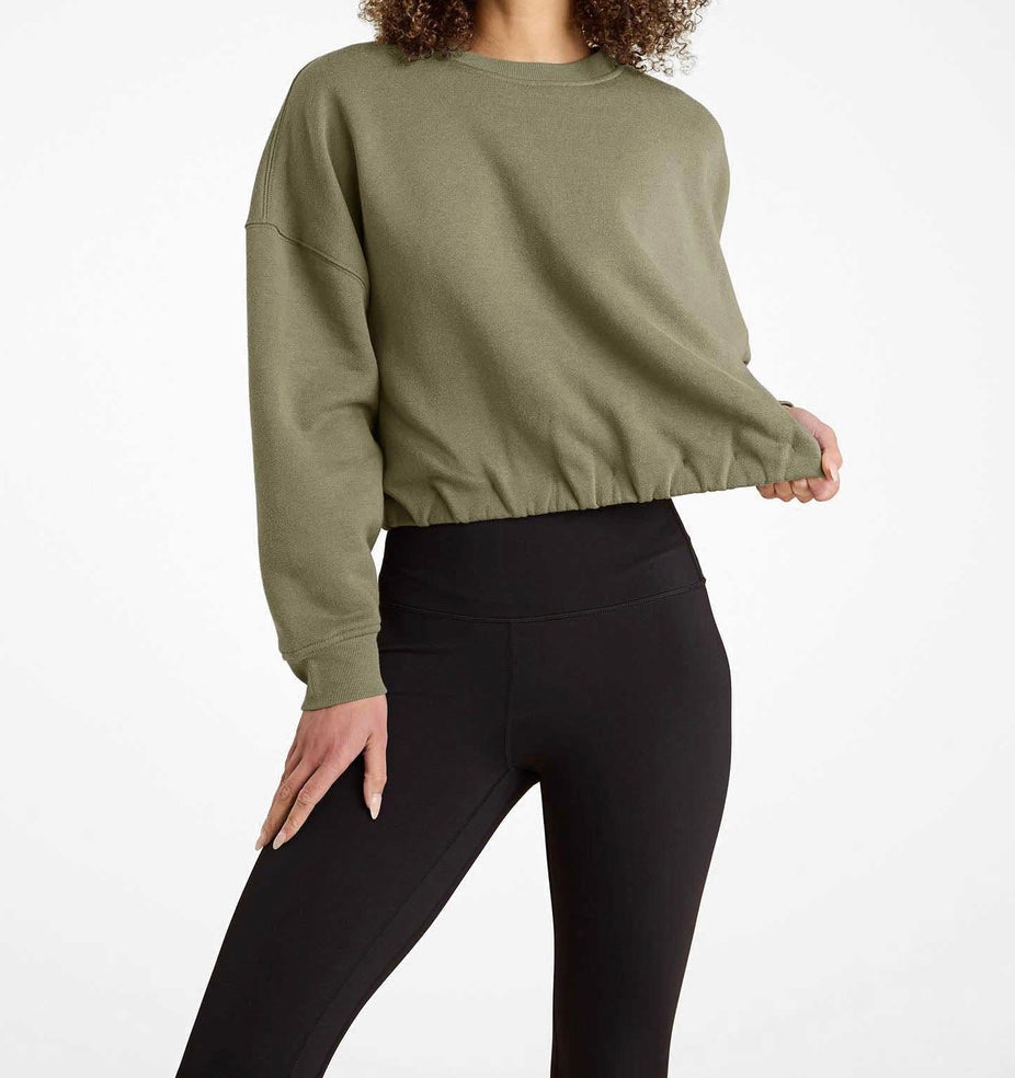 Nuuds Cinch Waist Sweatshirt Women’s Small Olive