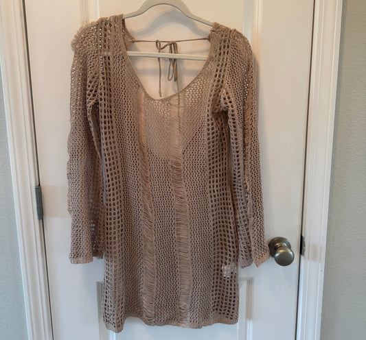 Sheer Mesh Swim Cover-Up Women’s Medium Tan