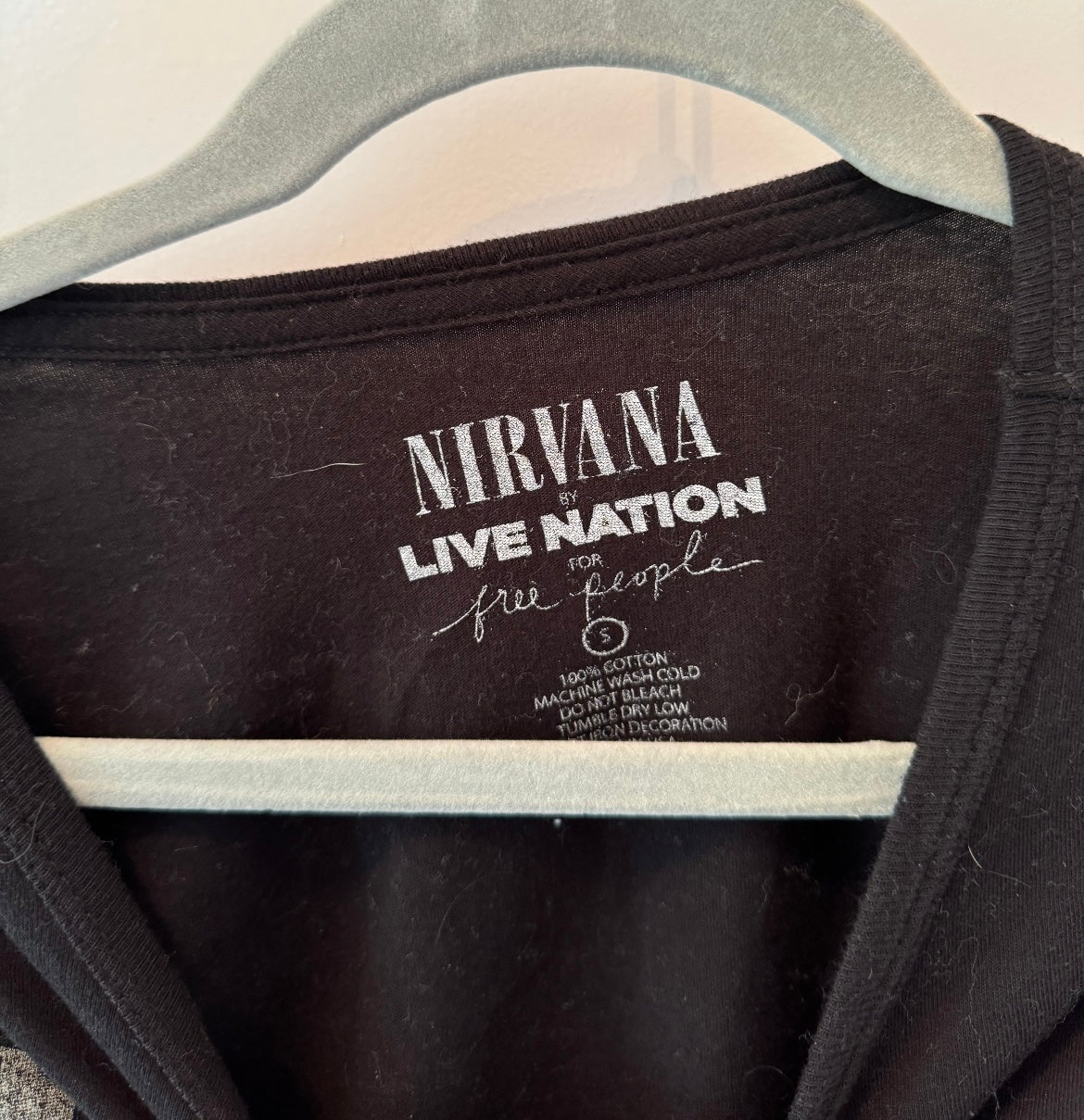 Free People Nirvana Band Tee Short Sleeve Women’s Size Small Black