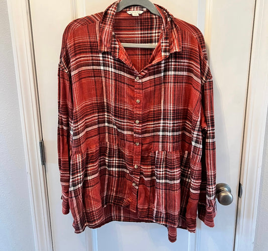 American Eagle Plaid Flannel Women’s Size Medium Burnt Orange