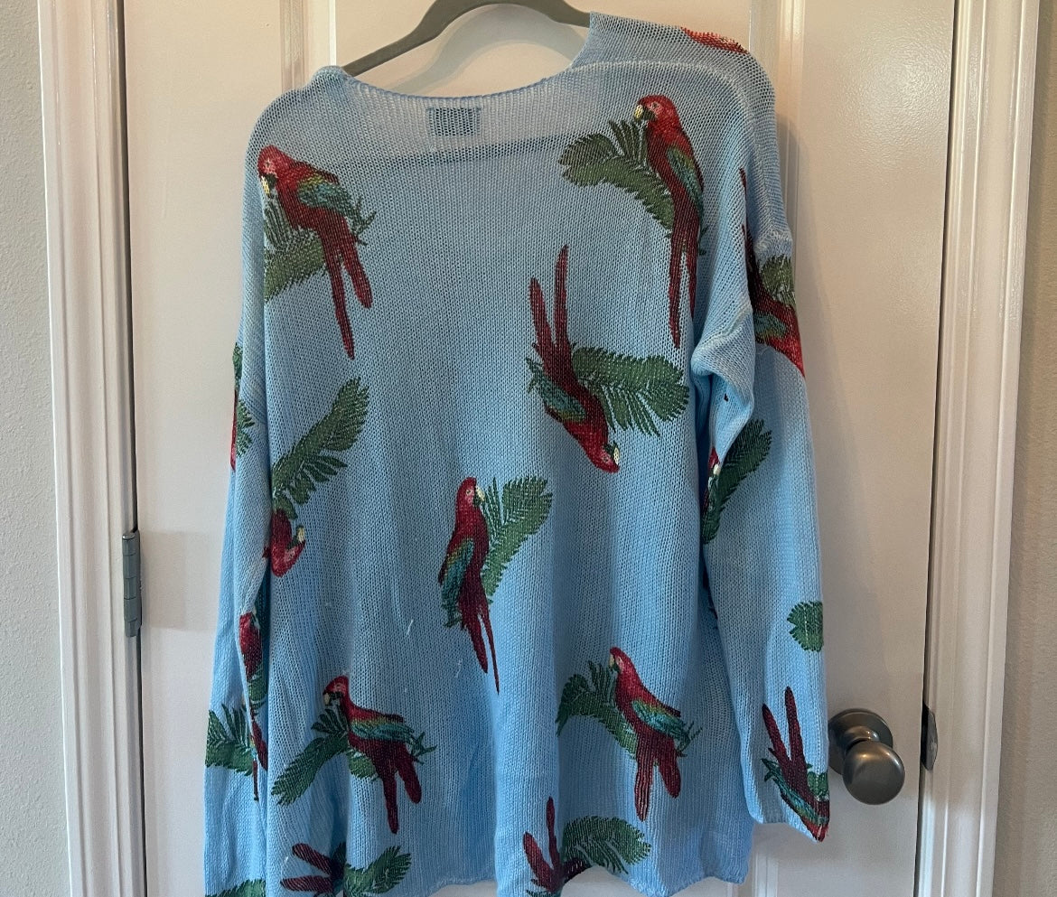 Show Me Your Mumu Loose Knit Sweater Polly Parrot Women’s Size XS Pastel Blue