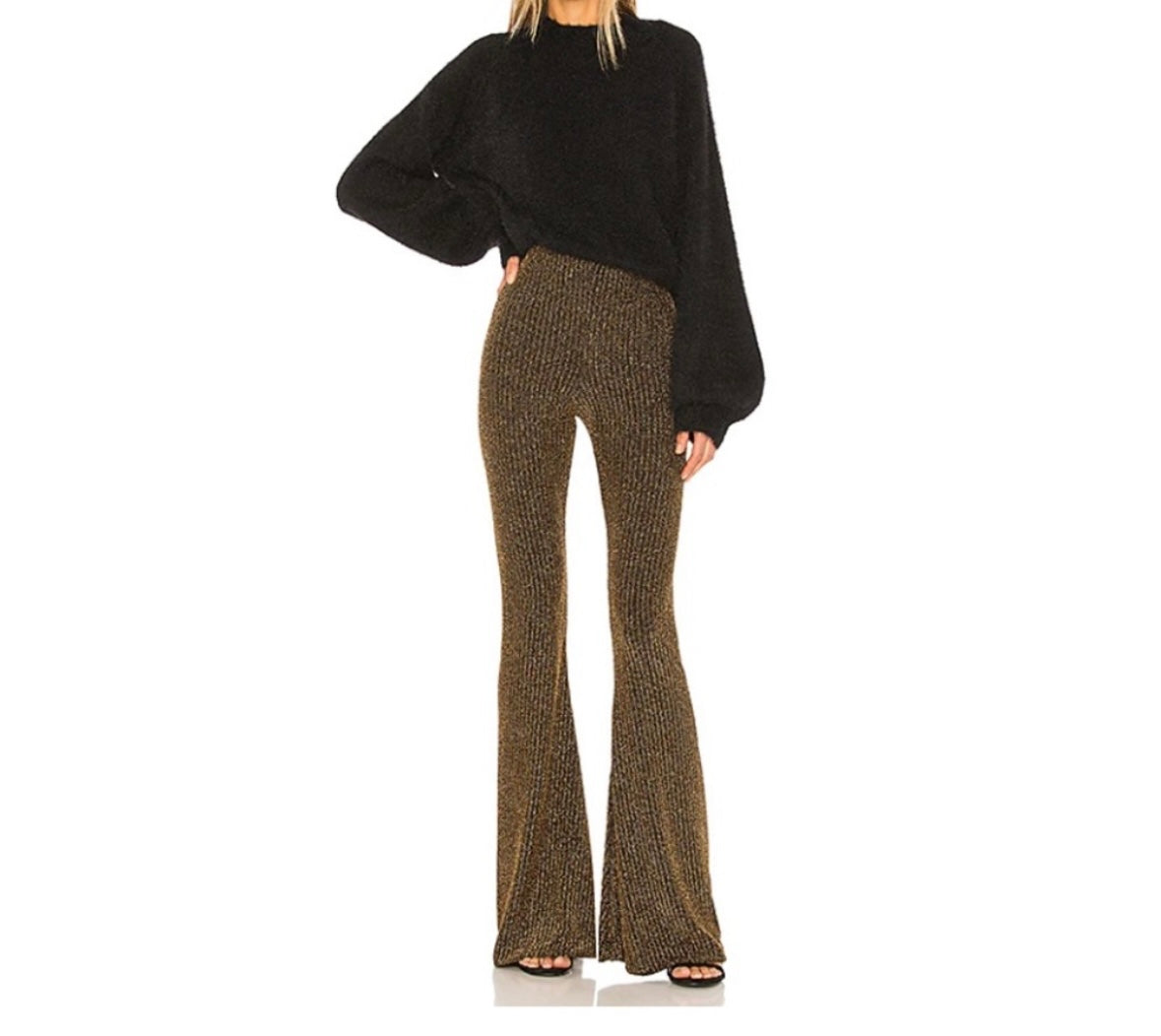 Revolve Show Me Your Mumu Bam Bam Bells in Gold Me Up Stripe Women’s Medium