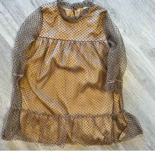 Tulle Polka Dot Dress Sheer Sleeves w Ruffles
Toddler Girl Size 2T Tan Pre-Owned