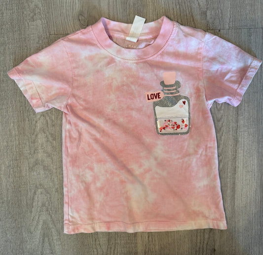 Nora Maddison Tie Dye Love Applique Short Sleeve Tee Toddler Girls Size 3-4T Pink