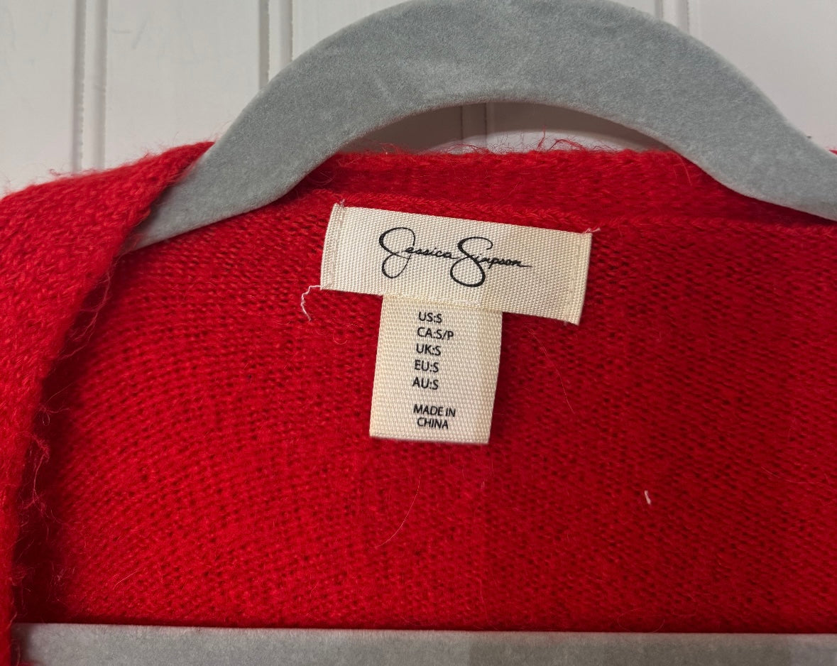 Jessica Simpson Knit Cardigan Sweater Women’s Small Red