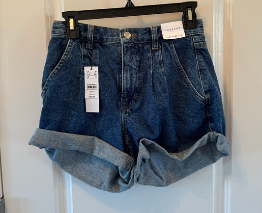 Topshop High Rise Cuffed Jean Shorts Women’s Size 4 Dark Wash