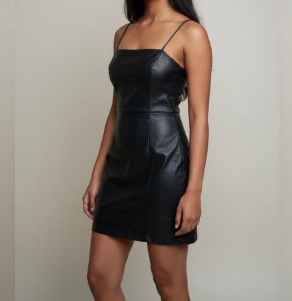 Wild Fable Faux Leather Mini Dress Women’s XS Black NWT