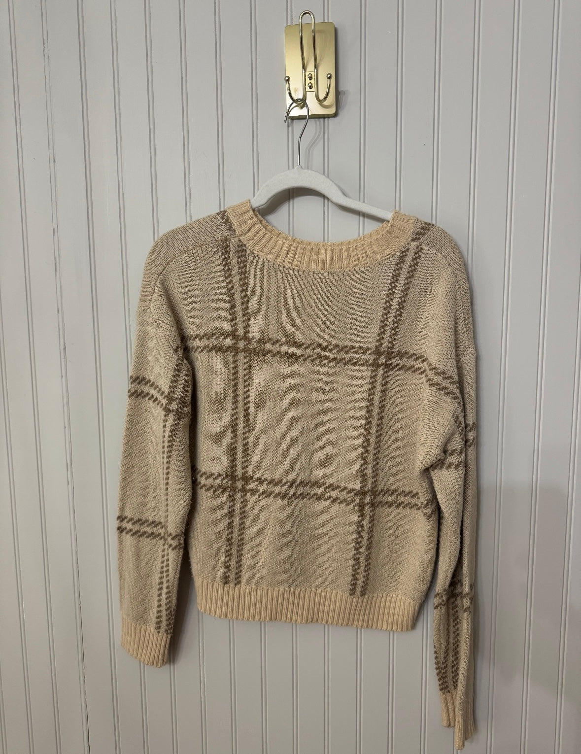 Plaid Sweater Women’s Small Cream