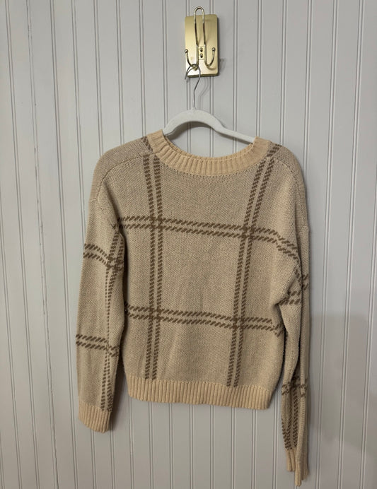 Plaid Sweater Women’s Small Cream