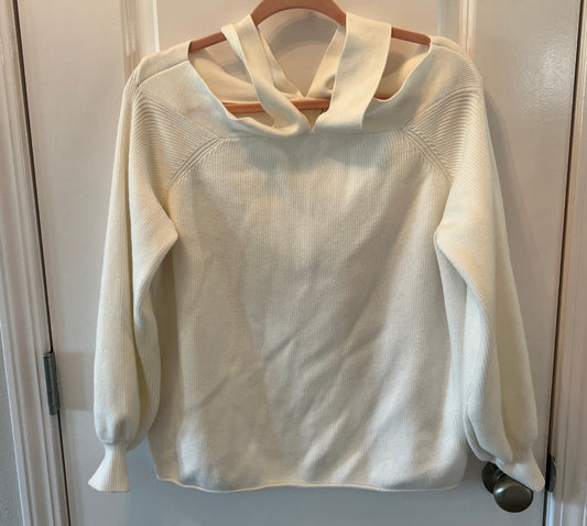 Vine & Love Shoulder Cutout Sweater Women’s Size Medium White