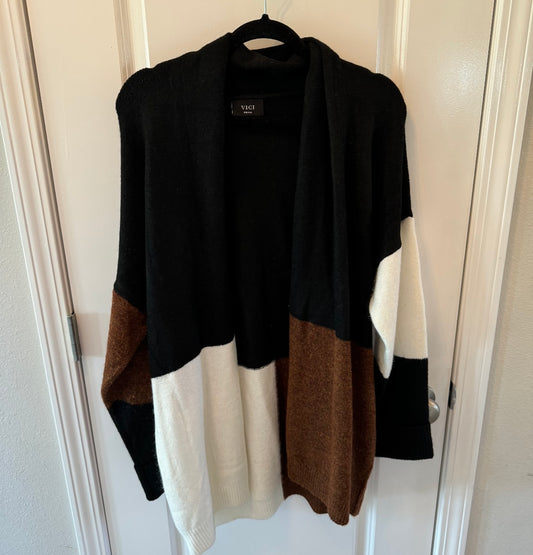 Vici Colorblock Cardigan Sweater Women’s Size Small Black