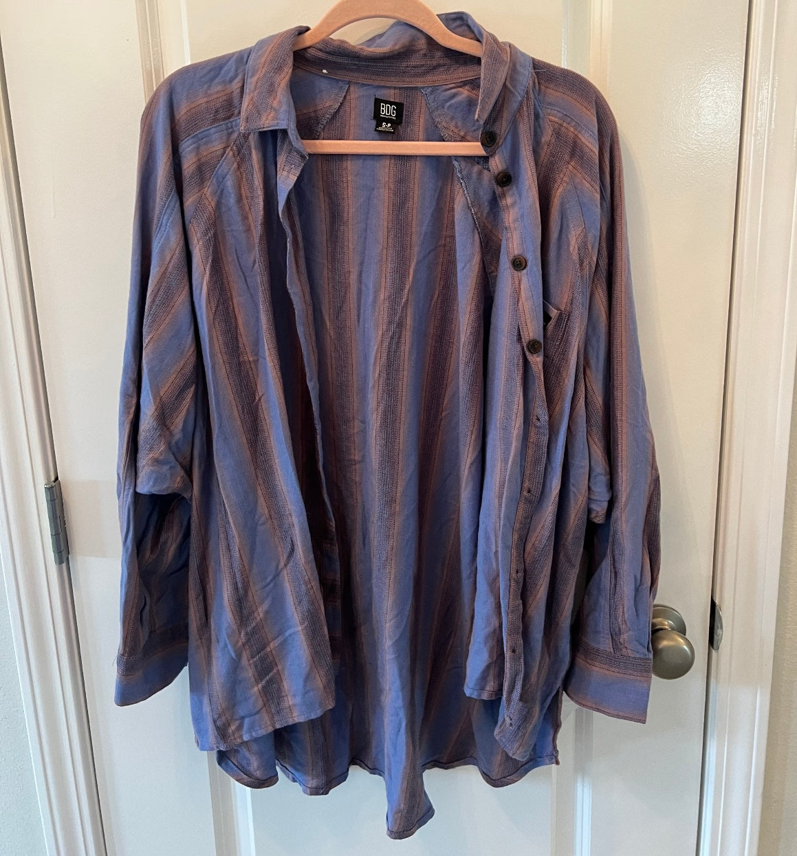 Urban Outfitters BDG Stripe Button Front Shirt Women’s Size Small Purple