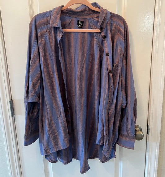 Urban Outfitters BDG Stripe Button Front Shirt Women’s Size Small Purple