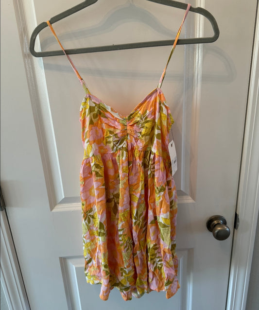 Billabong Floral Day Glow Romper Women’s Size Small Yellow