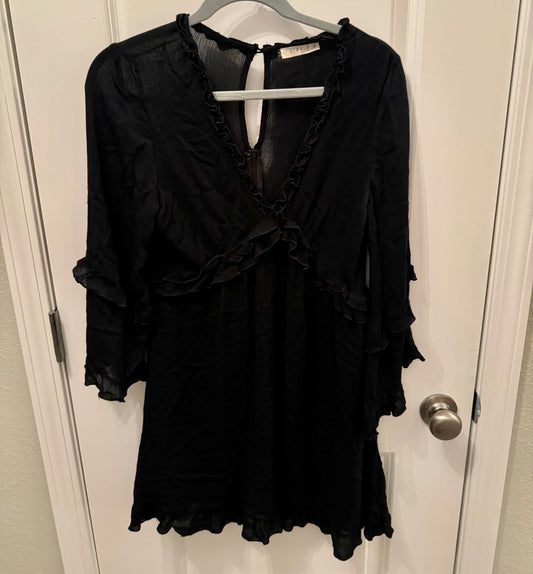 Illa Illa Long Sleeve Ruffle Mini Dress Women’s Size Small Black