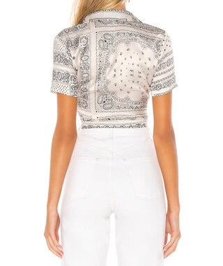 Revolve Superdown Jenela Satin Shirt Women’s XS NWT White