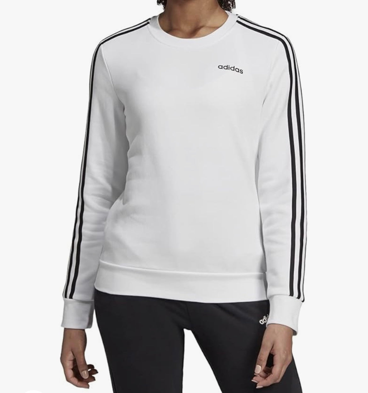 Adidas Essentials 3-stripes Sweatshirt Women’s Size Large White