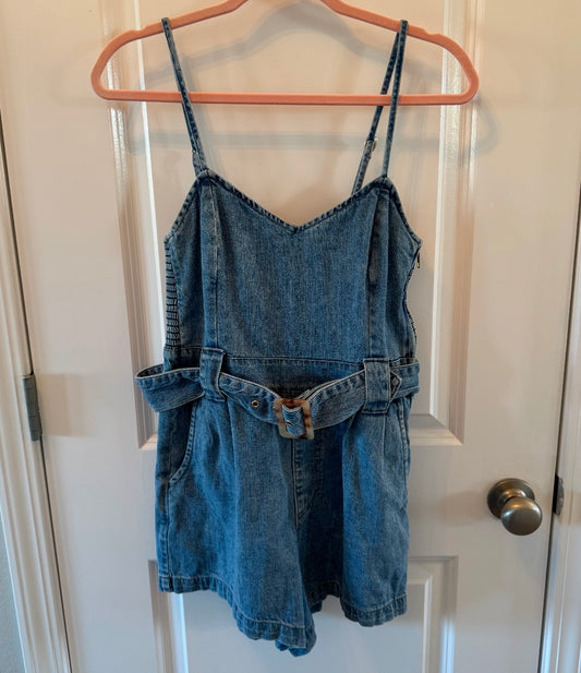 Show Me Your Mumu Sloane Belted Denim Romper Women’s Medium Mid Wash