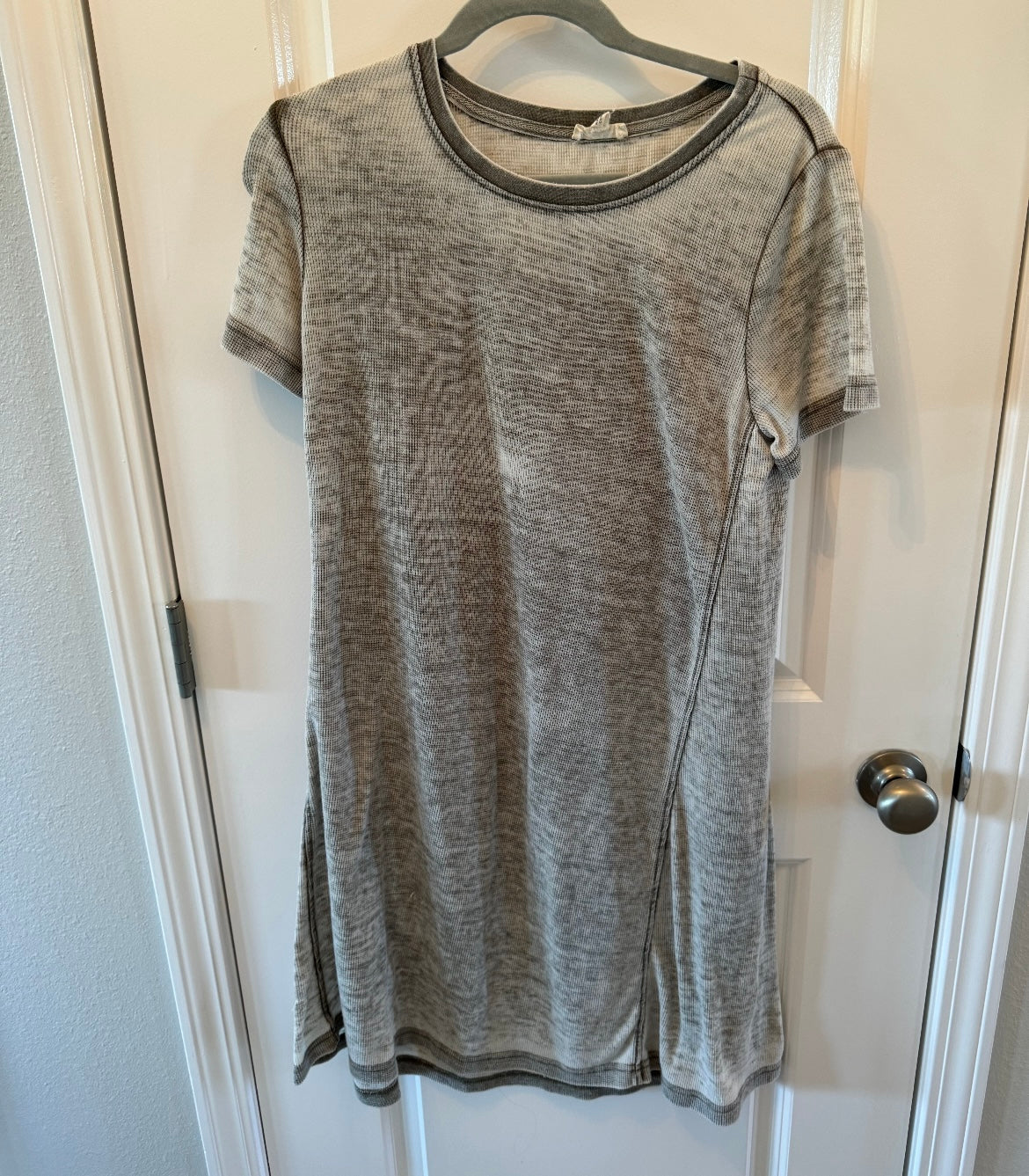 Waffle Knit TShirt Dress Women’s Size Medium Heather Gray